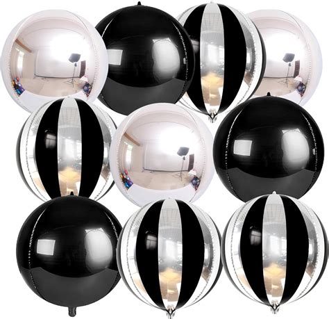 Amazon Katchon Big Inch Black And Silver Stripe Balloons