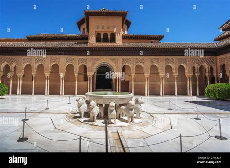 Court Of The Lions Patio De Los Leones With Fountain At Nasrid