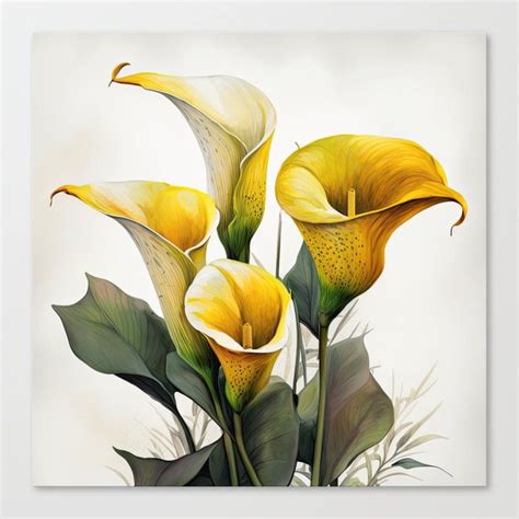 Yellow Calla Lilies Canvas Print By Vanoverdesigns Flower Prints Art