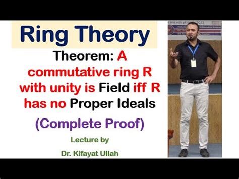 Ring Theory A Commutative Ring R With Unity Is Field Iff R Has No