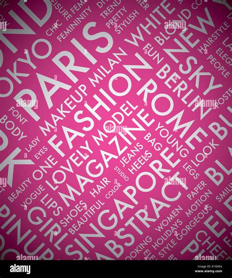 Pink Fashion Word Tag Cloud Typography Texture Background Vector Stock