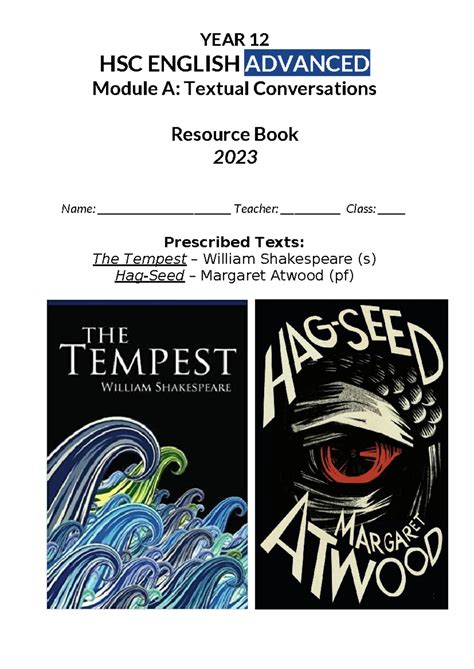 2024 Tempest Hag Seed Resource Book Year 12 Hsc English Advanced