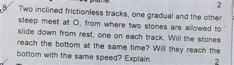 Two Inclined Frictionless Tracks One Gradual And The Other Steep Meet