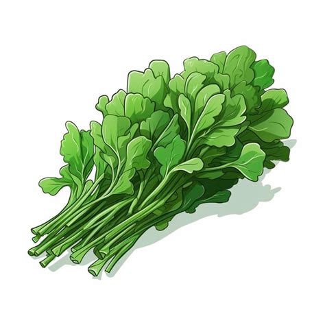 Premium AI Image Arugula 2d Vector Illustration Cartoon In White