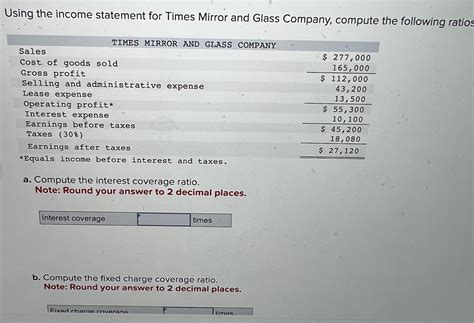 [Solved] Using the income statement for Times Mirr | SolutionInn