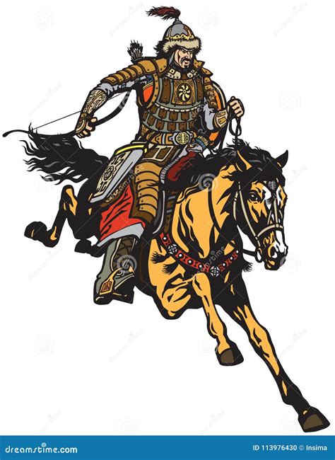 Mongolian Archer Warrior On A Horseback Stock Vector Illustration Of