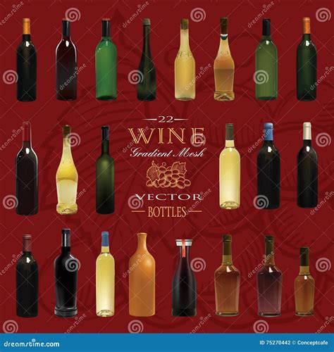 Various Types Of Wine Bottles Vector Illustration Stock Vector