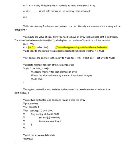 Solved Two Dimensional Array Purpose To Create A Two Chegg