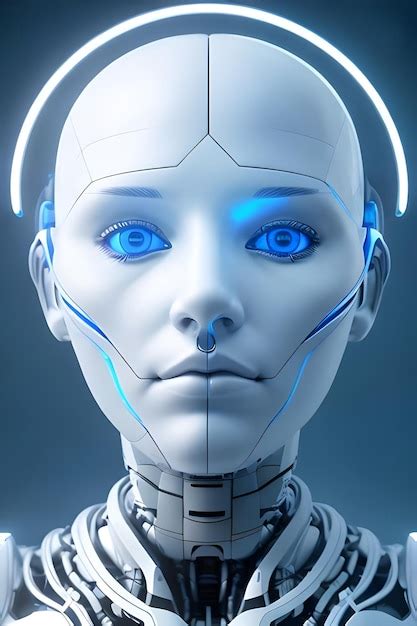 Una Cabeza De Robot Con Ojos Azules Y Ojos Azules Foto Premium