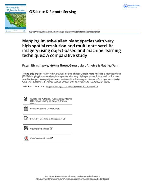 PDF Mapping Invasive Alien Plant Species With Very High Spatial