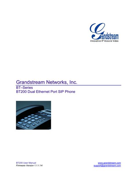 Grandstream Networks Bt User Manual Manualzz