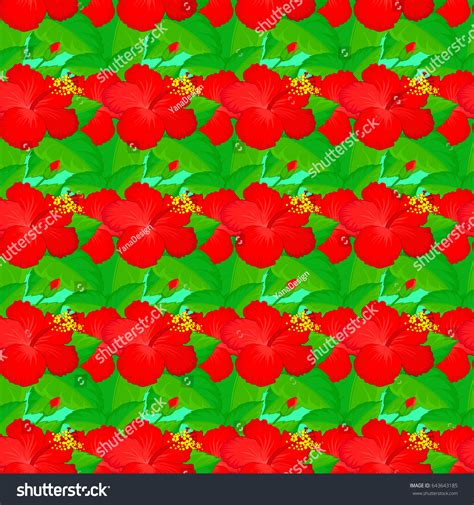 Vector Hibiscus Flower Seamless Pattern On Stock Vector Royalty Free