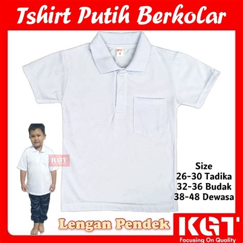 Short Sleeves White Tshirts With Collar T SHIRT Putih Berkolar Lengan