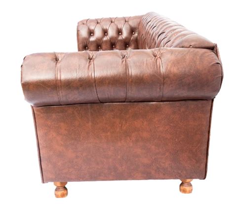 Sofá Chesterfield Luiz XV Courino Marrom 2M Sala Recepção Barbearia