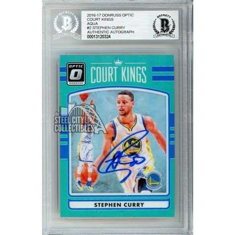 Stephen Curry 2016 17 Donruss Optic Court Kings Aqua Autograph Card 2