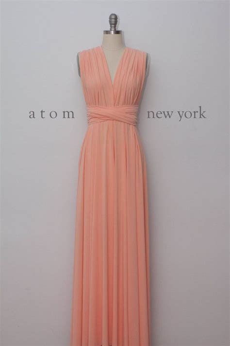 Etsy Peach Long Floor Length Gown Maxi Infinity Dress Convertible