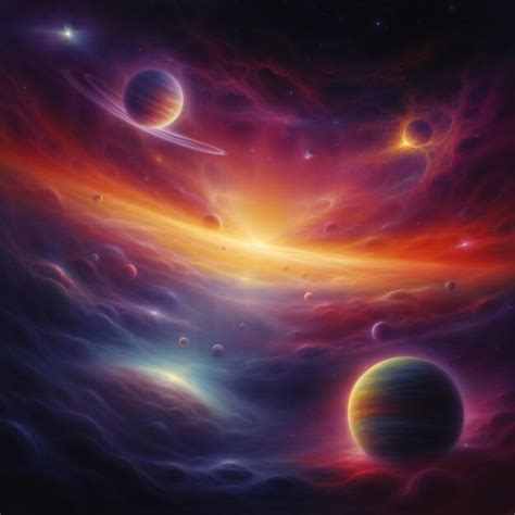 Pintura De Una Colorida Escena Espacial Con Planetas Y Estrellas Generativa Ai Foto Premium