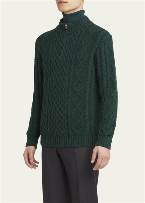 Kiton Mens Cashmere Cable Half Zip Sweater Bergdorf Goodman