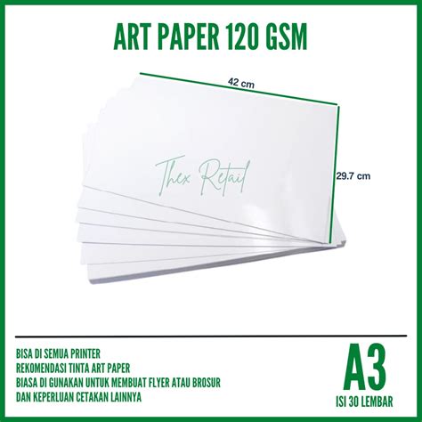 Jual Kertas Art Paper A3 120 Gsm Isi 30 Lembar Kertas Art Paper 120 Gsm A3 Shopee Indonesia