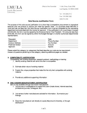 Fillable Online 1 Of 3 Sole Source Justification Form My LLS Fax