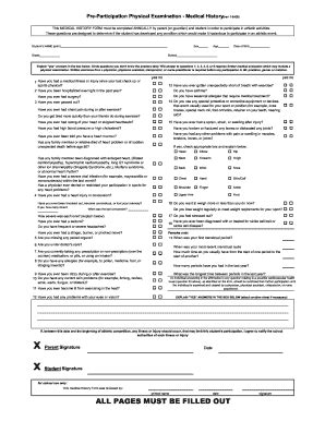 Sports Physical Form Printable Forms Free Online