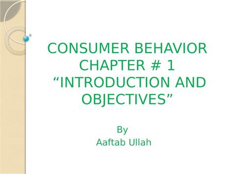 Pptx Consumer Behavior Chapter Introduction And Objectives