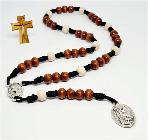 St Michael And Archangel Chaplet Beads Wood 8mm Rosary Angel Etsy Uk