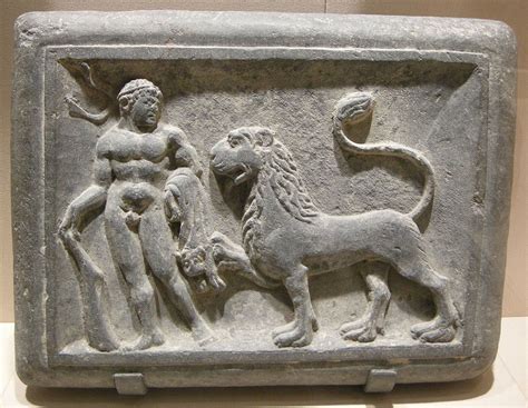 Hercules And The Nemean Lion Gandhara Art 1st Century Nemean Lion