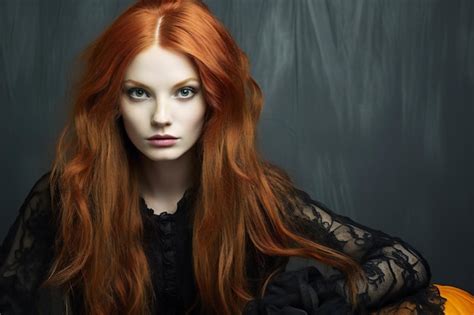 Premium Ai Image Portrait Of A Beautiful Gothic Girl With Red Hair