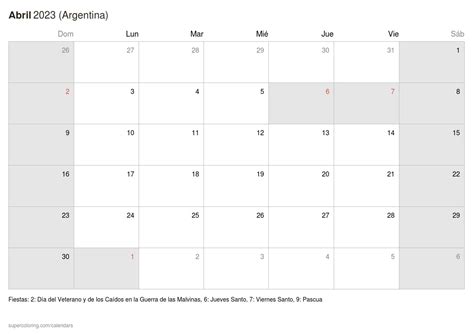 Calendario Abril 2023 Para Imprimir Argentina