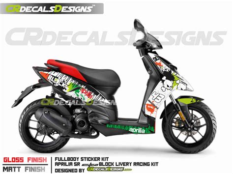 APRILIA SR 125 150 Custom Decals Wrap Stickers BLOCK LIVERY RACING Kit