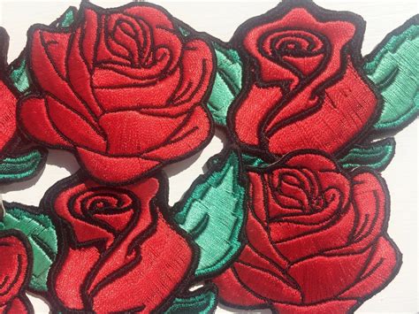 Rose Flower Patch Embroidery Patches Iron On Badge Jeans Floral Dress