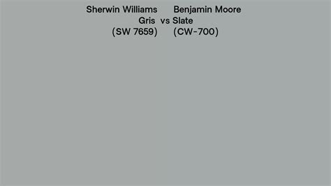 Sherwin Williams Gris SW 7659 Vs Benjamin Moore Slate CW 700 Side