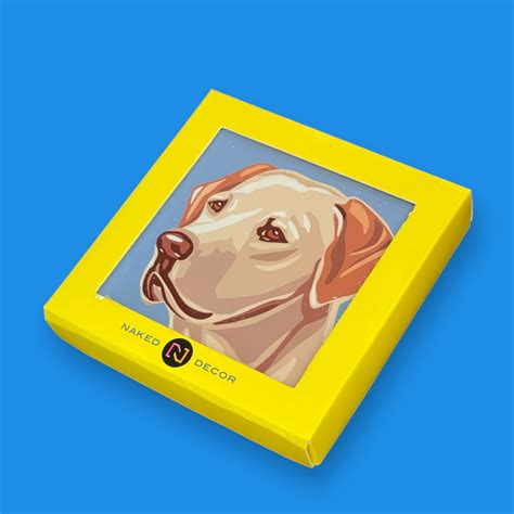 Set Of 4 MDF Coasters Labrador Yellow Naked Decor