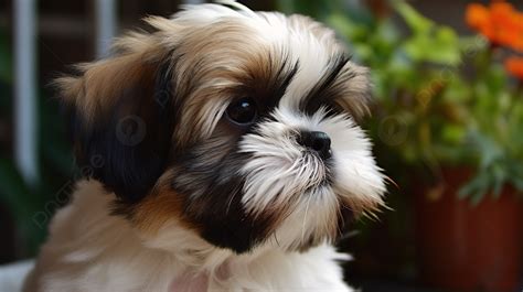 Beautiful Shih Tzu Puppy Dog Portrait Background Mobile Wallpapers