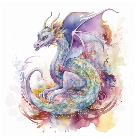 Dragons Png Watercolor Clipart Magical Fantasy Ethereal