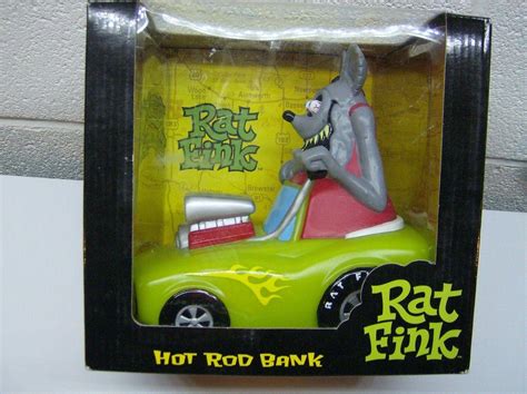 Rat Fink Hot Rod Bank Green Car Ed Roth Big Daddy Funko Nib Rare