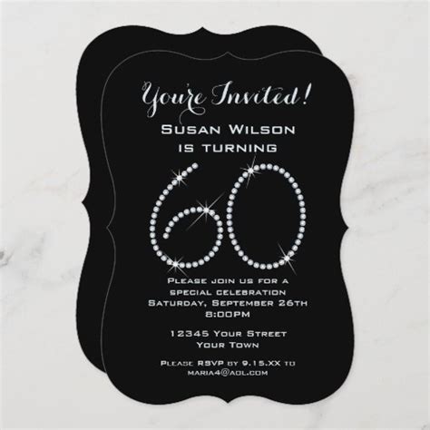 Faux Rhinestone 60th Birthday Invitation Zazzle