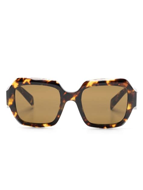 Prada Eyewear Tortoiseshell Effect Square Frame Sunglasses Farfetch