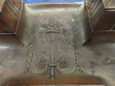 Victorian Ink Well Brass W Detailing 2 Wells