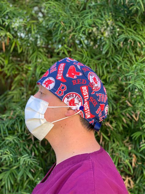 Boston Red Sox Scrub Cap With Buttons Etsy De