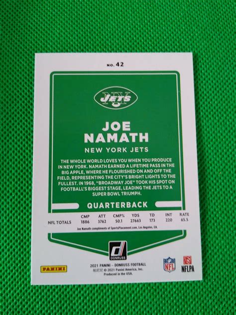 2021 Panini Donruss Football SP No Helmet Variation 42 Joe Namath New