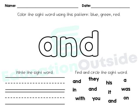 Sight Word Practice Packet Fry S First