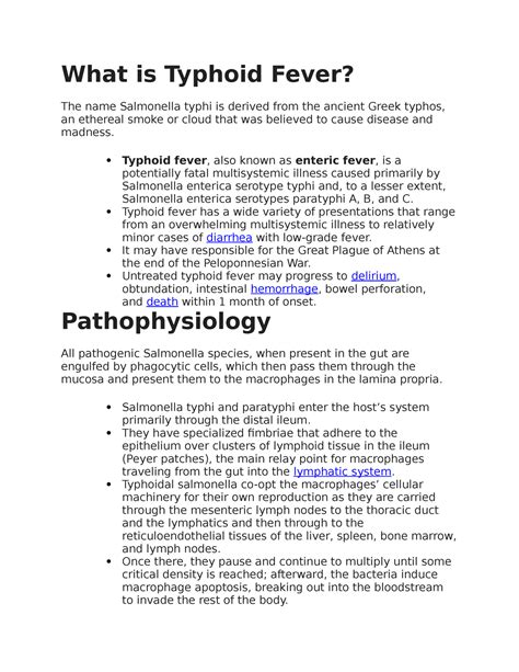 What Is Typhoid Fever Carmines What Is Typhoid Fever The Name Salmonella Typhi Is Derived