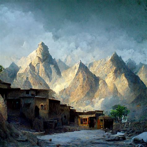 Pakistan Mountain Village Islamic Futurism