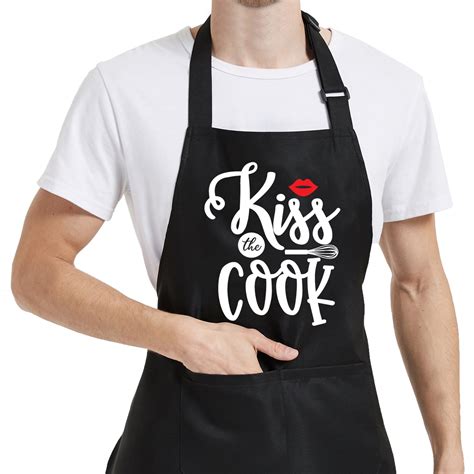 Cooking Aprons For Women Men Kiss The Cook Apron Funny Grilling Chef