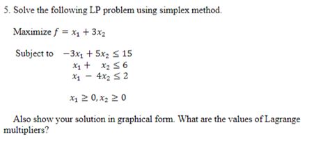 Solved 5 Solve The Following LP Problem Using Simplex M