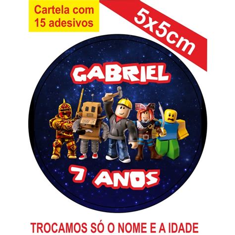 2 Cartelas De Adesivos 30 Unidades Roblox Personalizados 5x5cm Festa