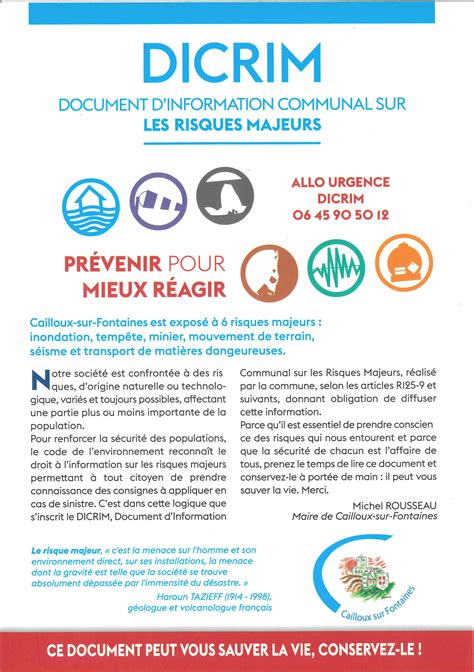 Document Dinformation Communal Sur Les Risques Majeurs Dicrim