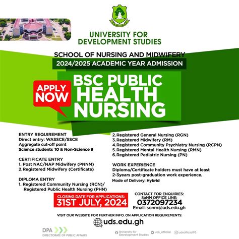 Advertisement For Bsc Public Health Nursing 20242025 Academic Year